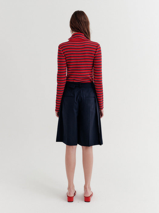 Eenk High-neck Layered Knitwear Top - Red
