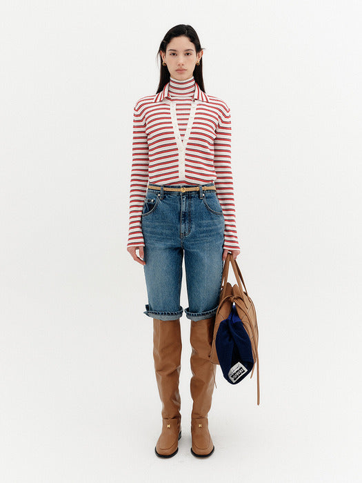 Eenk High-Neck Layered Knitwear Top - Ivory