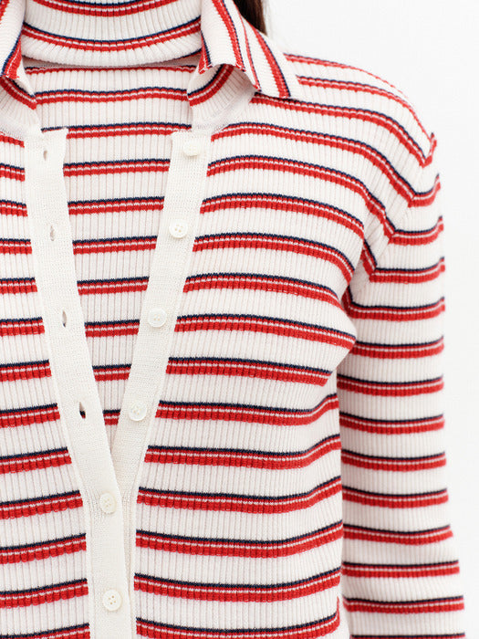 Eenk High-Neck Layered Knitwear Top - Ivory