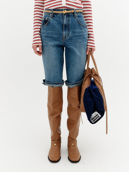 Eenk Slit Detail Bermuda Shorts - Blue