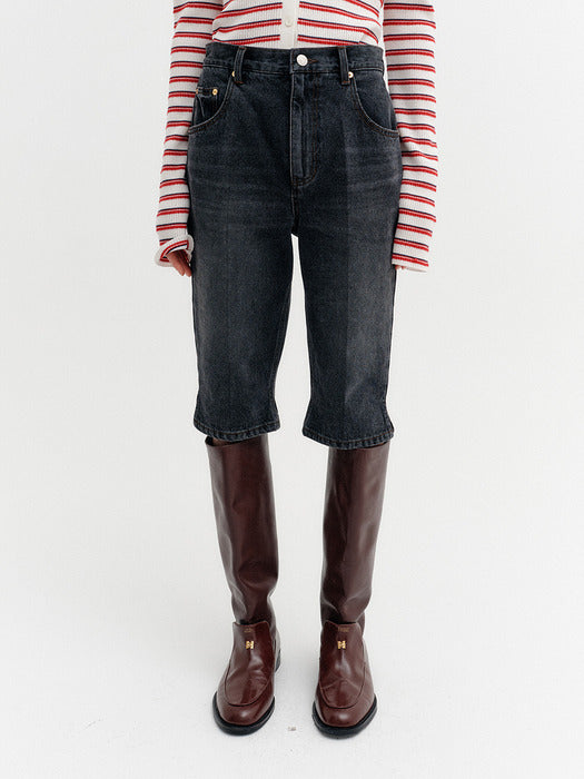 Eenk Slit Detail Bermuda Shorts - Gray