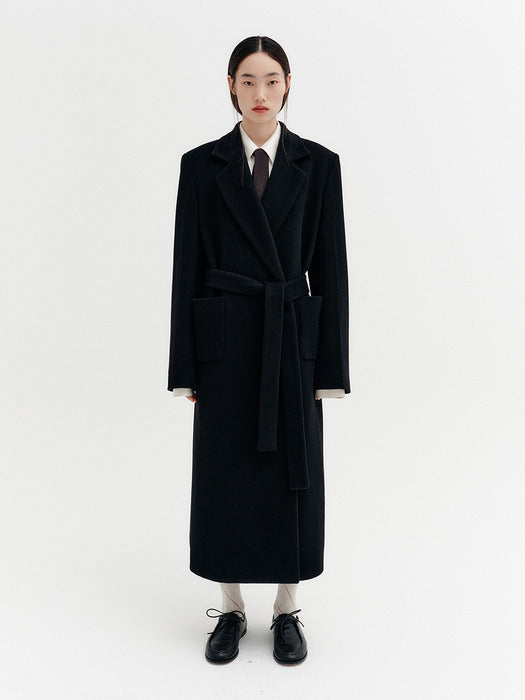 Eenk Cashmere Blend Belt Coat - Black