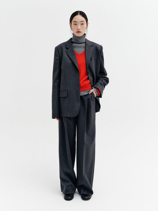 Eenk Double Tuck Tailored Pants - Charcoal