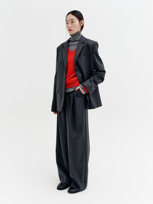 Eenk Double Tuck Tailored Pants - Charcoal