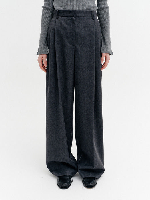 Eenk Double Tuck Tailored Pants - Charcoal