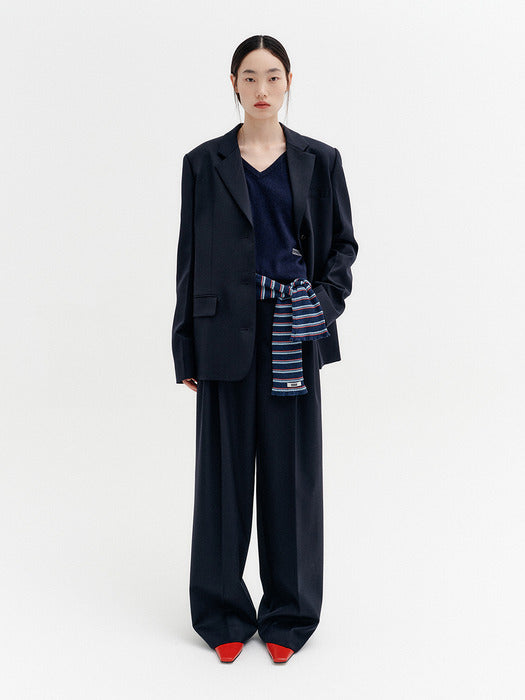 Eenk Double Tuck Tailored Pants - Navy