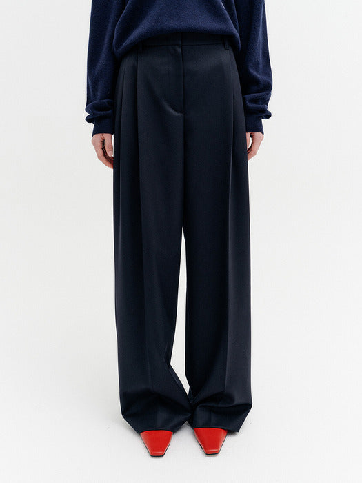 Eenk Double Tuck Tailored Pants - Navy
