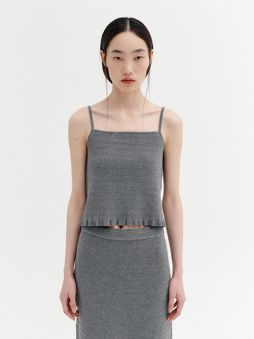 Eenk Ribbed Sleeveless Knitwear Top - Gray