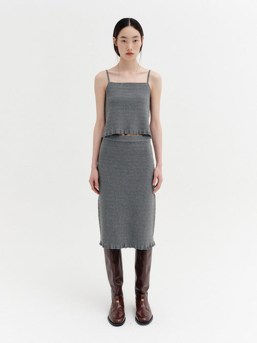 Eenk Ribbed Sleeveless Knitwear Top - Gray