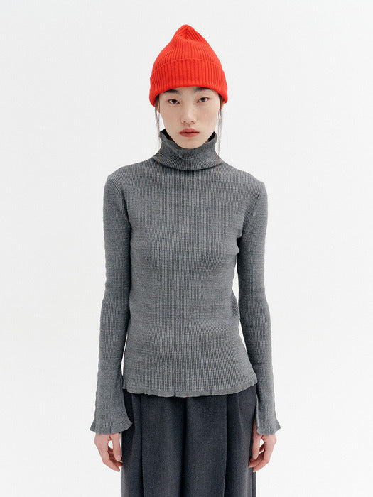 Eenk Slim High-Neck Knitwear Top - Gray