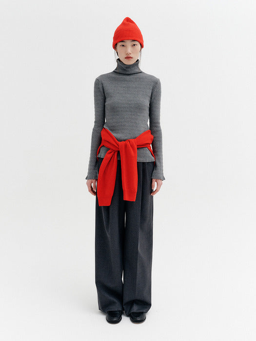 Eenk Slim High-Neck Knitwear Top - Gray