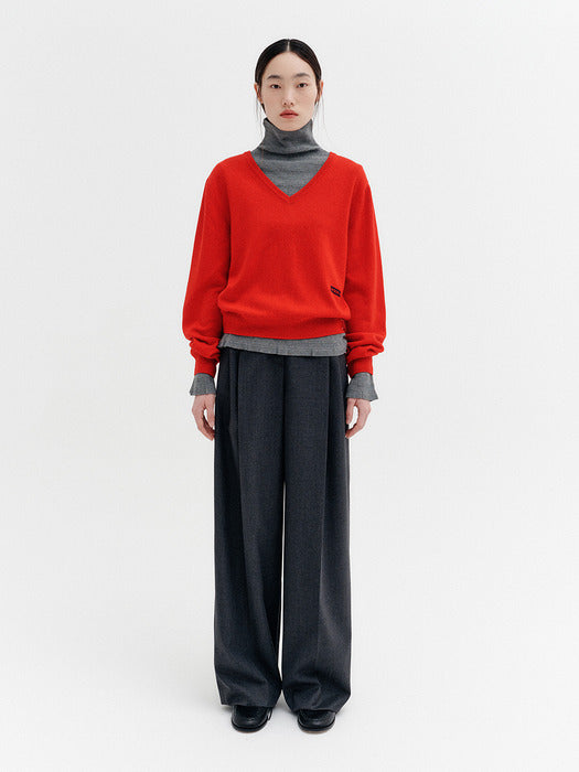 Eenk Classic V-neck Knitwear Top - Red