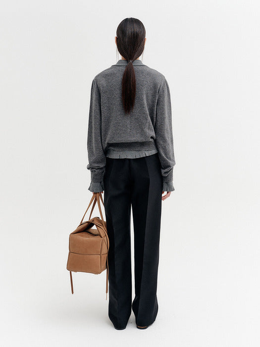 Eenk Classic V-neck Knitwear Top - Melange Gray