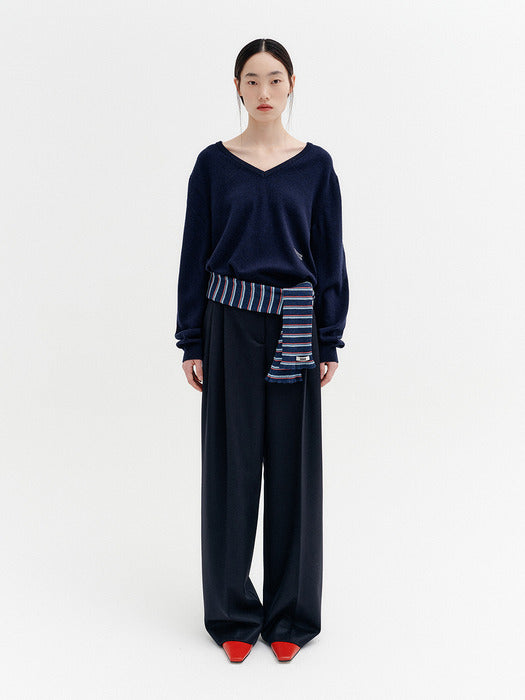 Eenk Classic V-neck Knitwear Top - Navy