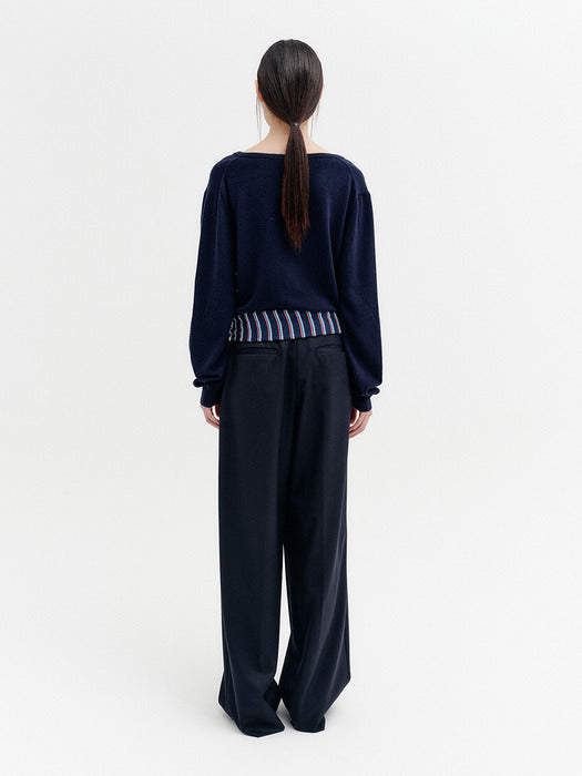 Eenk Classic V-neck Knitwear Top - Navy
