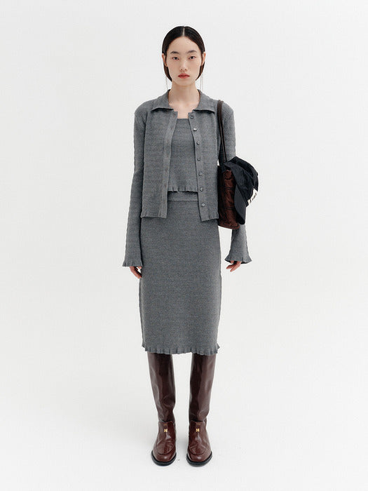 Eenk Ribbed Knitwear Skirt - Gray