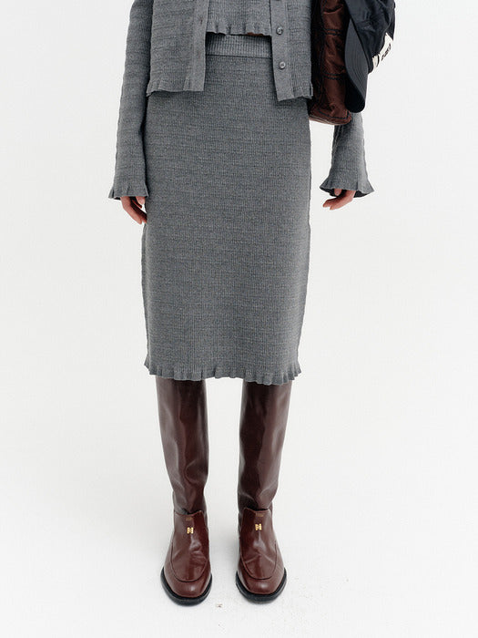 Eenk Ribbed Knitwear Skirt - Gray