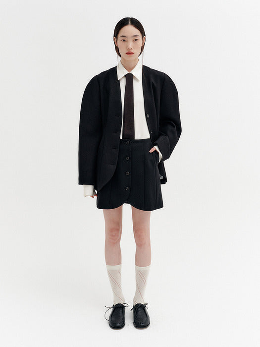 Eenk Button Mini Skirt - Black