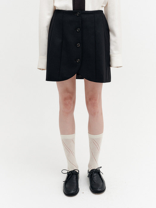 Eenk Button Mini Skirt - Black