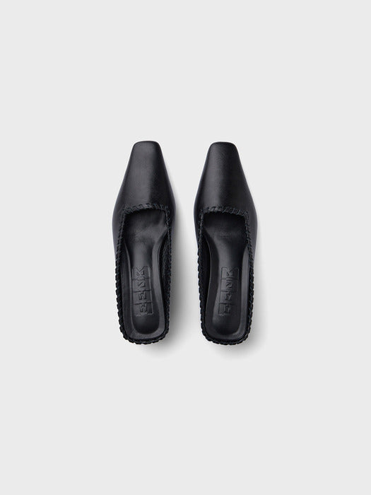 Eenk Classic Stitch Detail Mule - Black