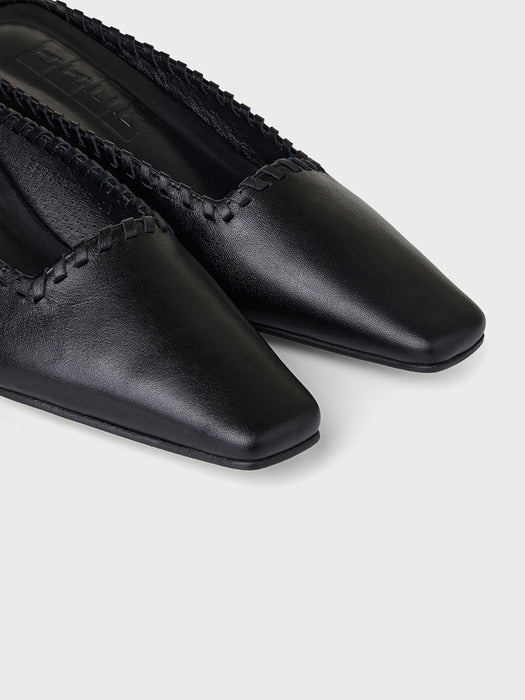 Eenk Classic Stitch Detail Mule - Black