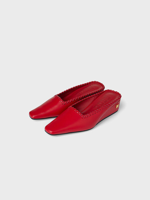 Eenk Classic Stitch Detail Mule - Red