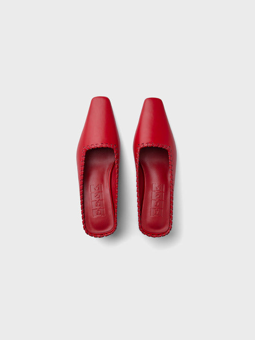 Eenk Classic Stitch Detail Mule - Red
