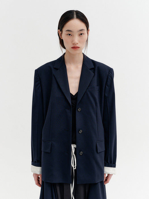 Eenk Transformable Single Breasted Jacket - Navy