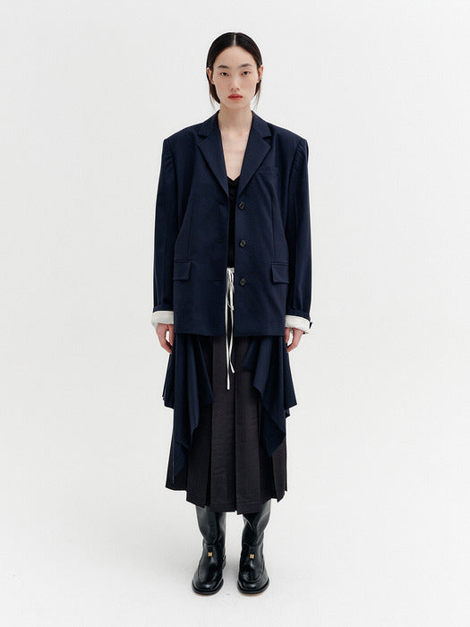 Eenk Transformable Single Breasted Jacket - Navy