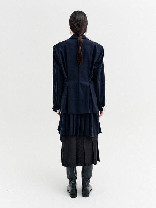 Eenk Transformable Single Breasted Jacket - Navy