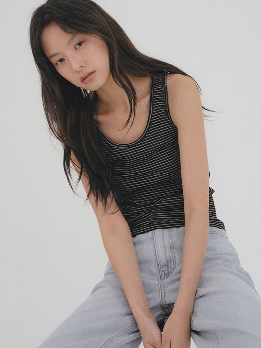 Tillidie Tfl 07 Stripe Sleeveless Black&Ivory
