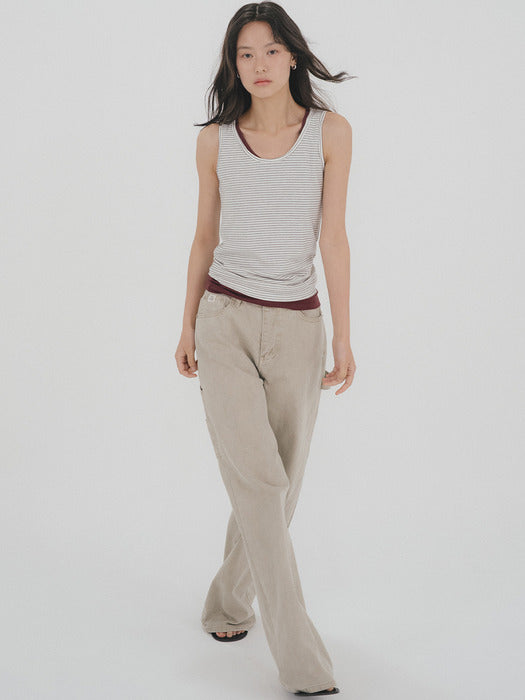 Tillidie Tfl 07 Stripe Sleeveless Ivory&Gray
