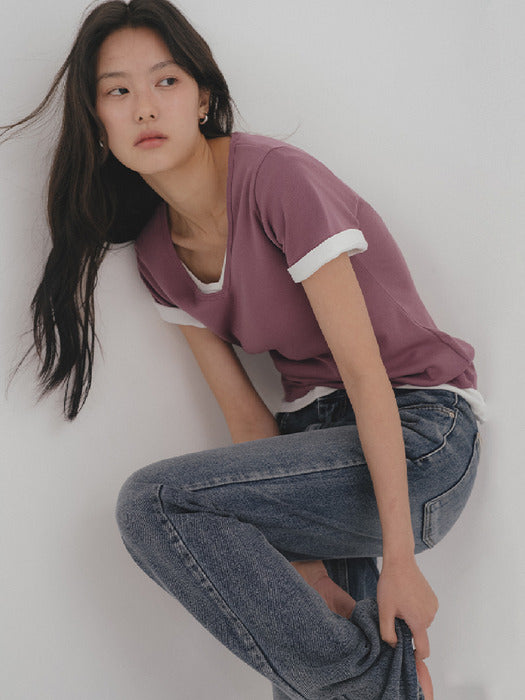 Tillidie Tfl 03 V-Neck Layered Tee Purple