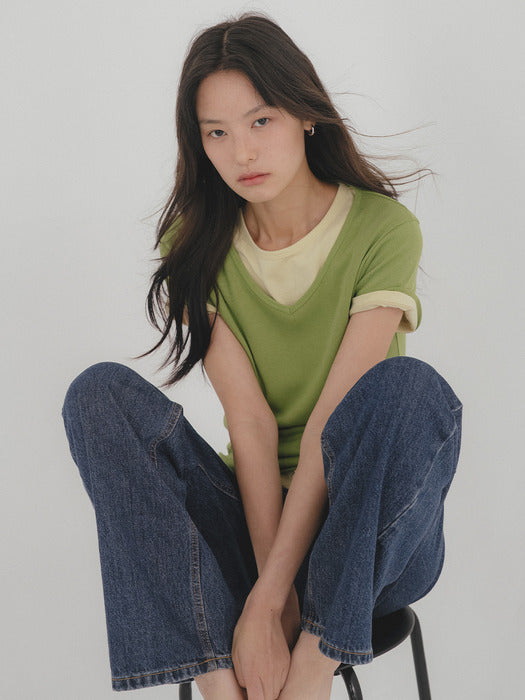 Tillidie Tfl 03 V-Neck Layered Tee Olive