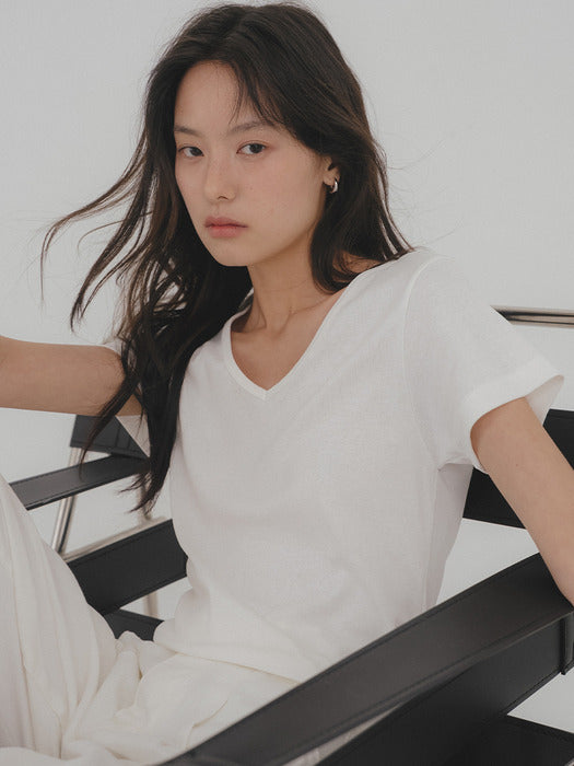 Tillidie Tfl 03 V-Neck Layered Tee Ivory