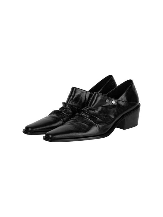 Wconcept_Treemingbird Ruched Leather Babouche [ Black ]