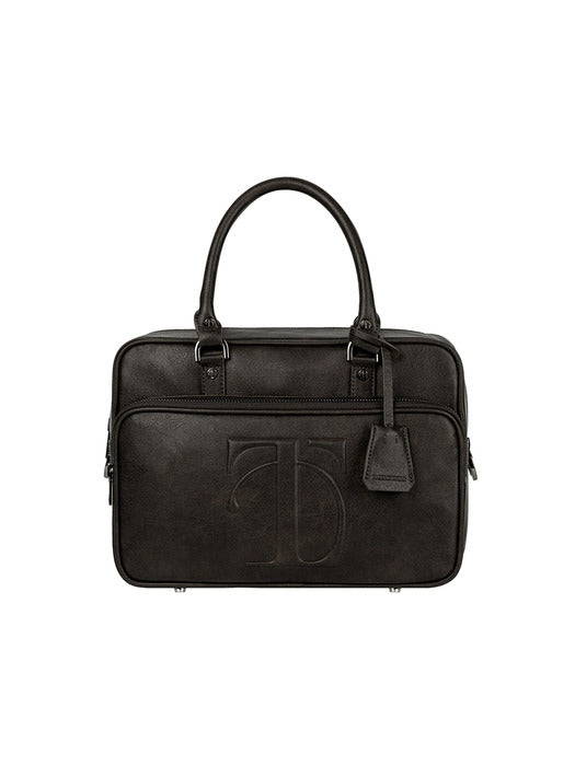 Wconcept_Treemingbird Embossed-Logo Square Tote Bag [ Brown ]