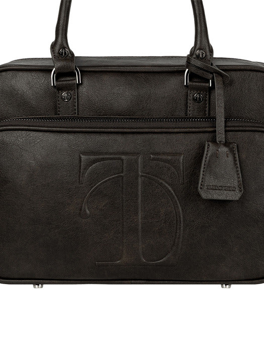 Wconcept_Treemingbird Embossed-Logo Square Tote Bag [ Brown ]