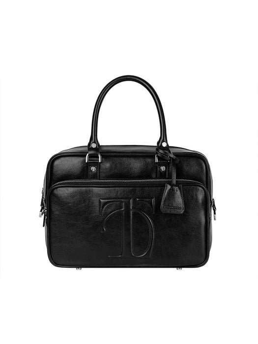 Wconcept_Treemingbird Embossed-Logo Square Tote Bag [ Black ]