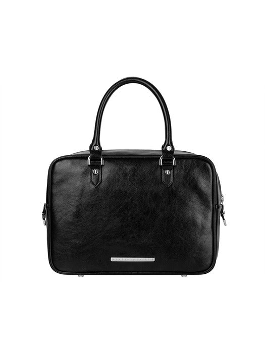 Wconcept_Treemingbird Embossed-Logo Square Tote Bag [ Black ]