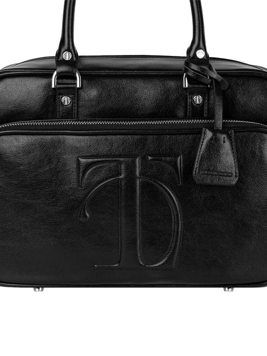Wconcept_Treemingbird Embossed-Logo Square Tote Bag [ Black ]