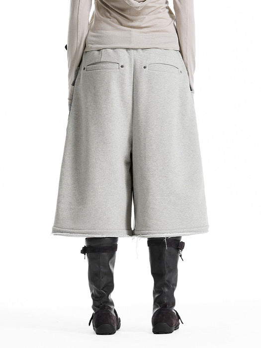 Wconcept_Treemingbird Leather-Panelled Cargo Bermuda Pants [ Gray ]