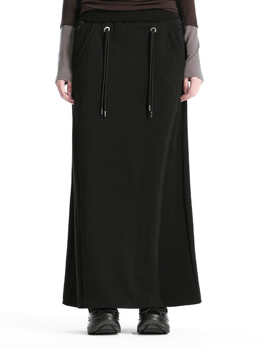 Wconcept_Treemingbird Lace-Up Eyelet Set-Up Skirt [ Black ]
