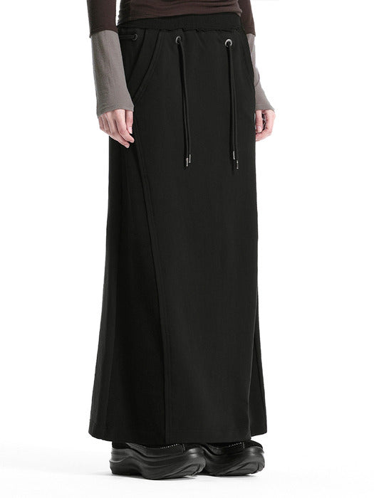 Wconcept_Treemingbird Lace-Up Eyelet Set-Up Skirt [ Black ]