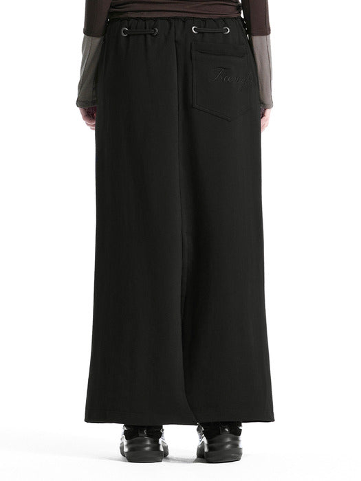 Wconcept_Treemingbird Lace-Up Eyelet Set-Up Skirt [ Black ]