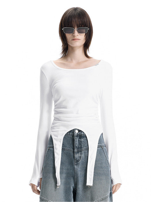 Wconcept_Treemingbird Garter-Hem Long-Sleeve Top [ Ivory ]