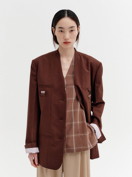 Eenk Reversed Tailored Jacket - Dark Brown
