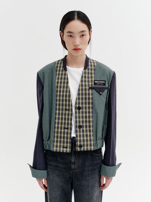Eenk Contrast Crop Jacket - Multi