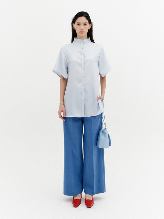Eenk Convertible Neck Blouse - Sky Blue