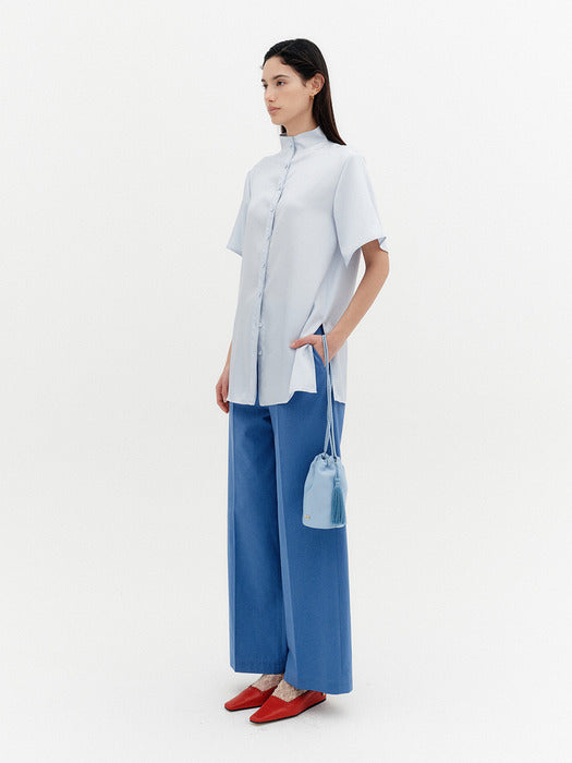 Eenk Convertible Neck Blouse - Sky Blue